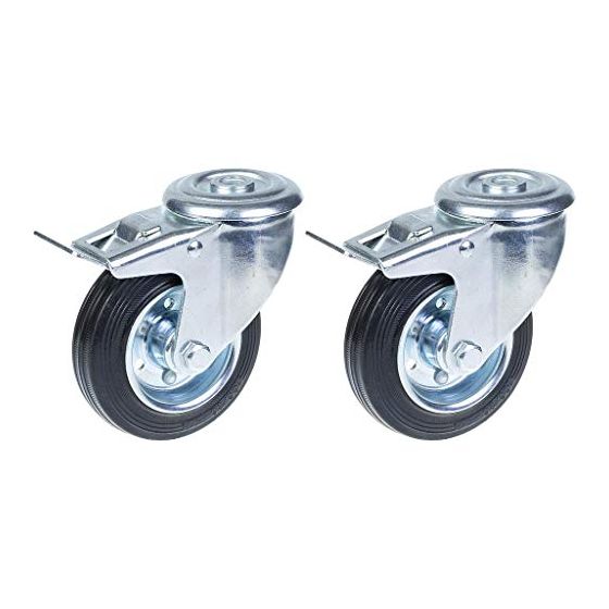 100mm 4" kumirengas, pyörivä jarrullinen, vahva 180kg kantavuus, 2 kpl:n sarja.