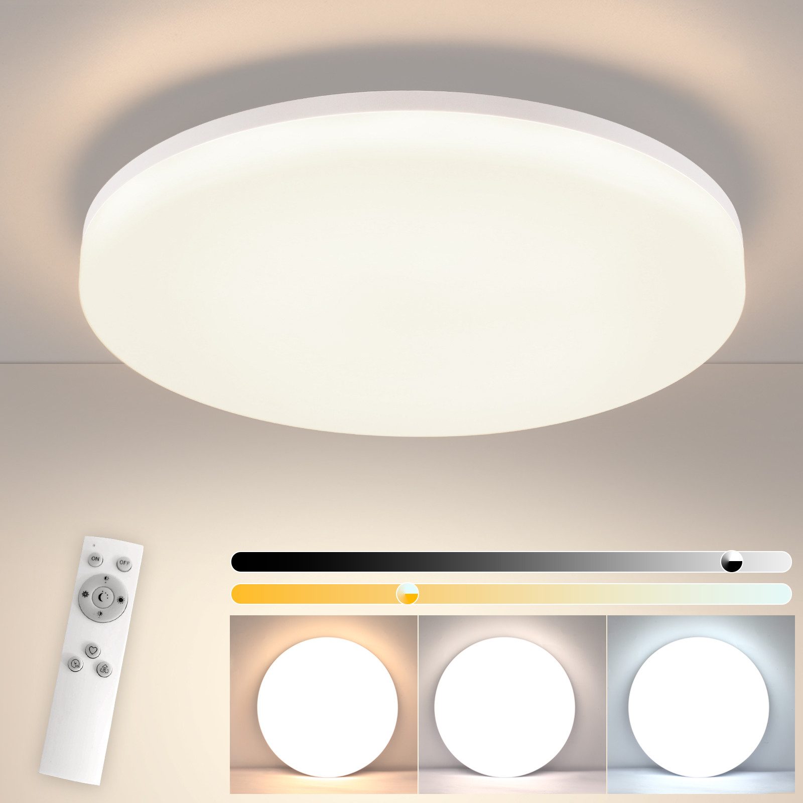 ZMH Himmennettävä RGB LED-kattovalaisin kaukosäätimellä makuuhuoneeseen
