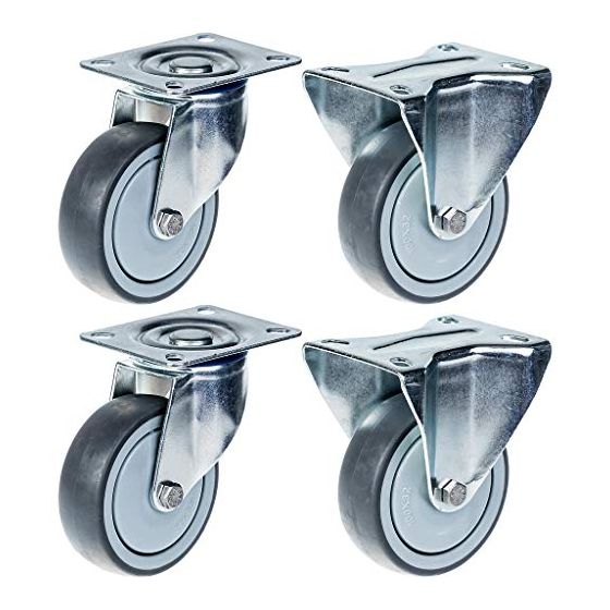 80mm 3" pyöräteline harmaalla kumirenkaalla kääntyvä ja kiinteä vahva 320kg kantavuus, 4 kpl:n sarja.