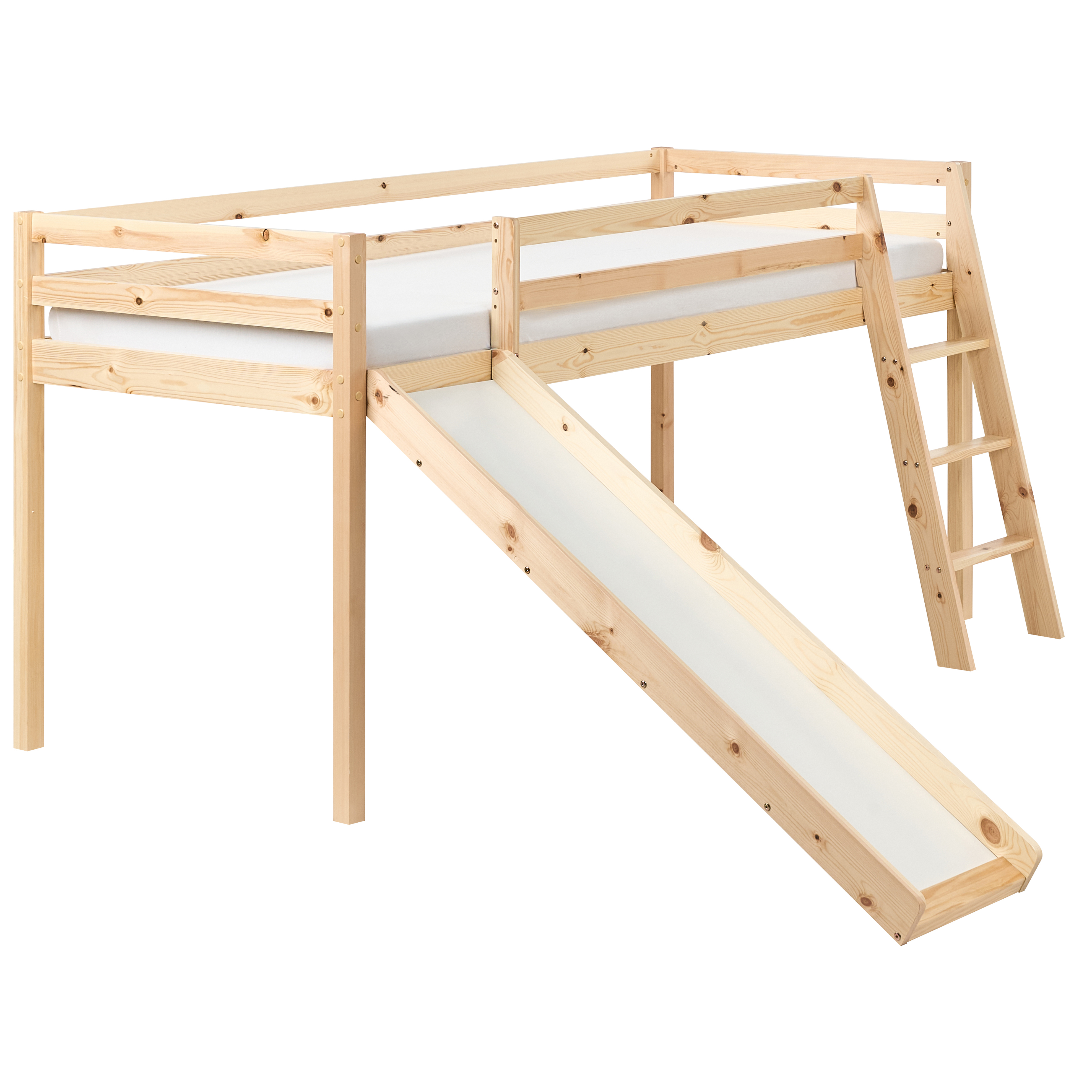 Puoliparvisänky Mänty STAPLE 90 x 200 cm liukumäellä Vaaleanruskea