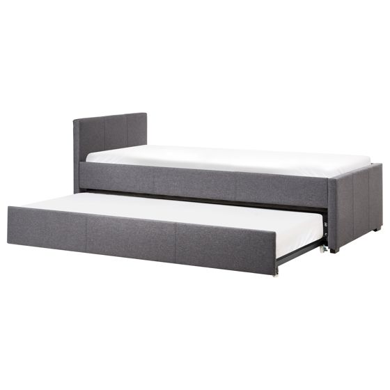 Sänky lisävuoteella kangas MARMANDE 90 x 200 cm Tummanharmaa