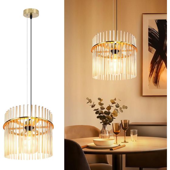 NETTLIFE Retro Kulta Ripustusvalaisin, Lasilamppu, E27-kannake, 30 cm, Keittiöön ja Kahvilaan (ilman lamppua)