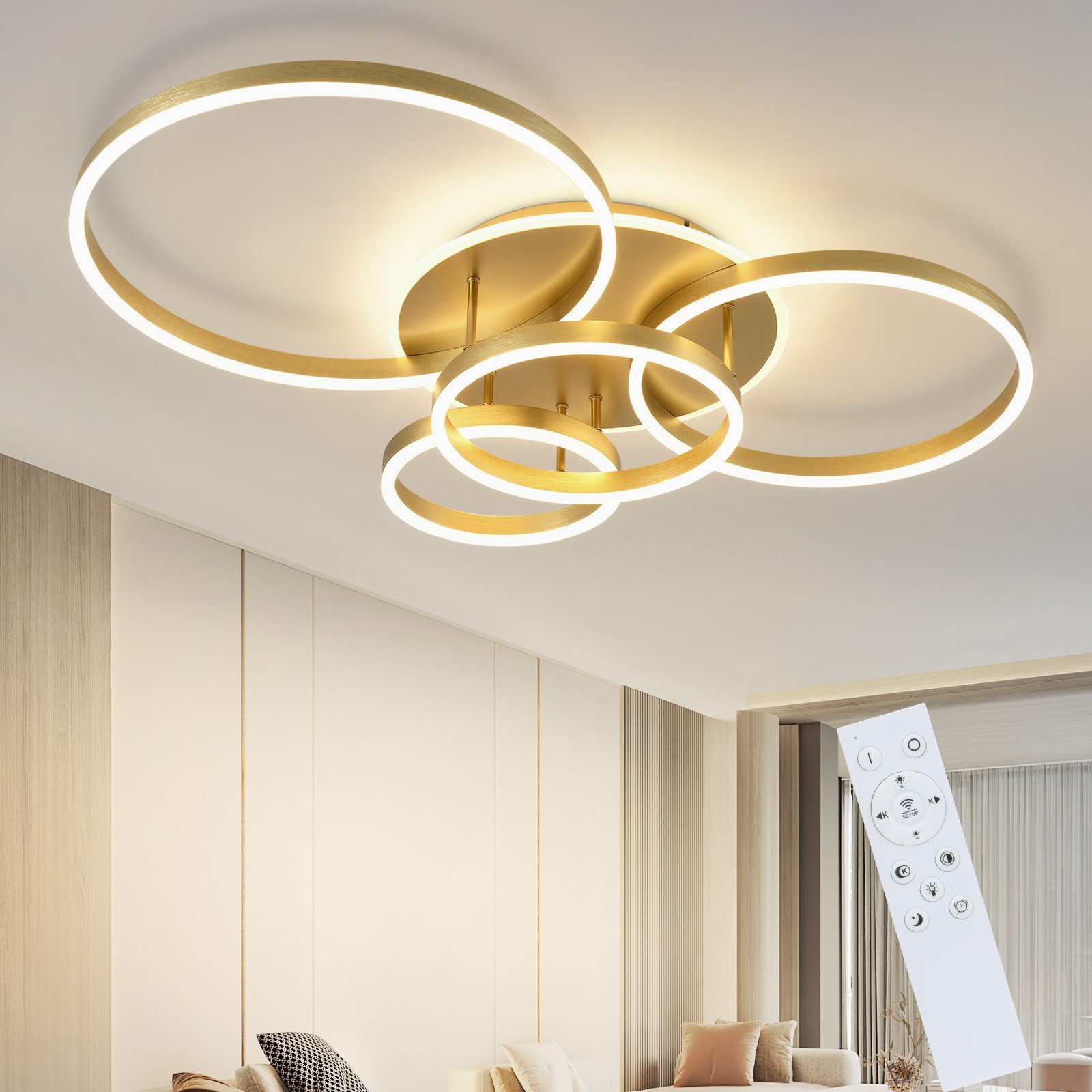 NETTLIFE LED-kattovalaisin olohuoneeseen, musta, himmennettävä, moderni muotoilu, 61 cm, kaukosäädin, 50 W