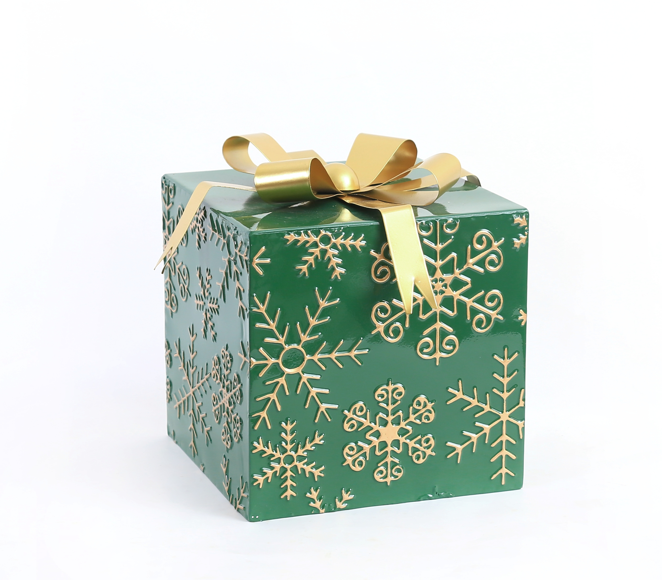 Lahjapakettikoriste SANTA LILA punakultainen metalli 21x21x26, 5 cm