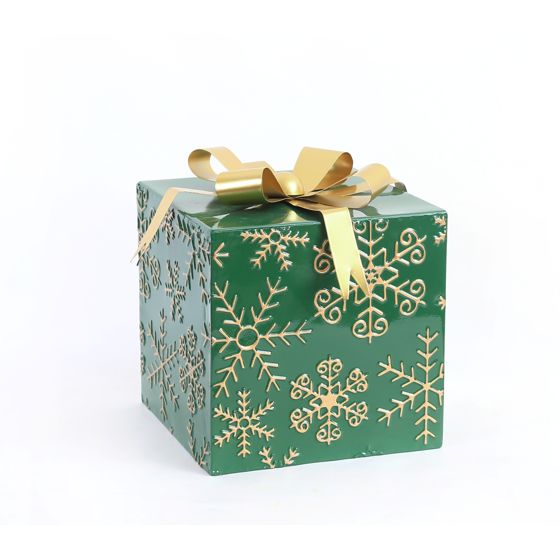 Lahjapakettikoriste SANTA LILA punakultainen metalli 21x21x26, 5 cm