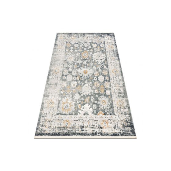 DISTIN 0835A harmaa / vaaleanharmaa / valkoinen moderni matto - Ornamentti, kehyskuviolla vintage, 160x230 cm