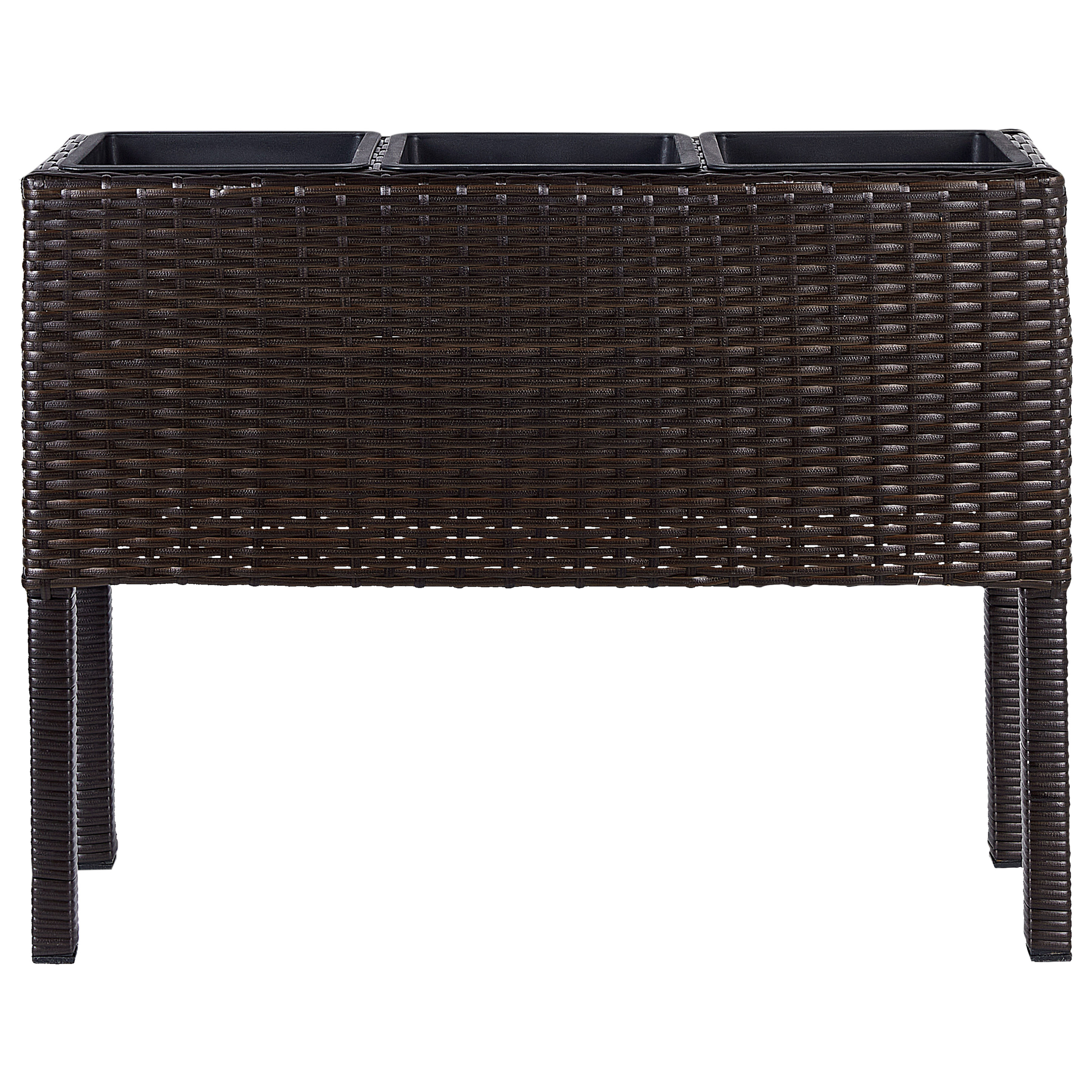 Korotettu kukkaruukku CARAGANA polyrottinki 77 cm Tummanruskea