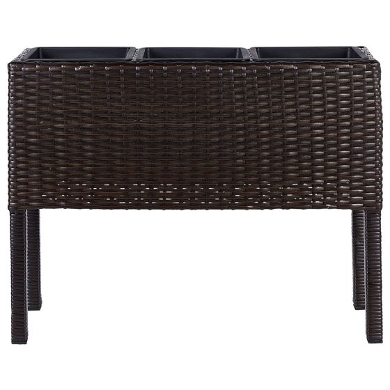 Korotettu kukkaruukku CARAGANA polyrottinki 77 cm Tummanruskea