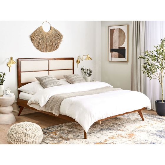 Sänky POISSY 160 x 200 cm Tumma saarniviilu