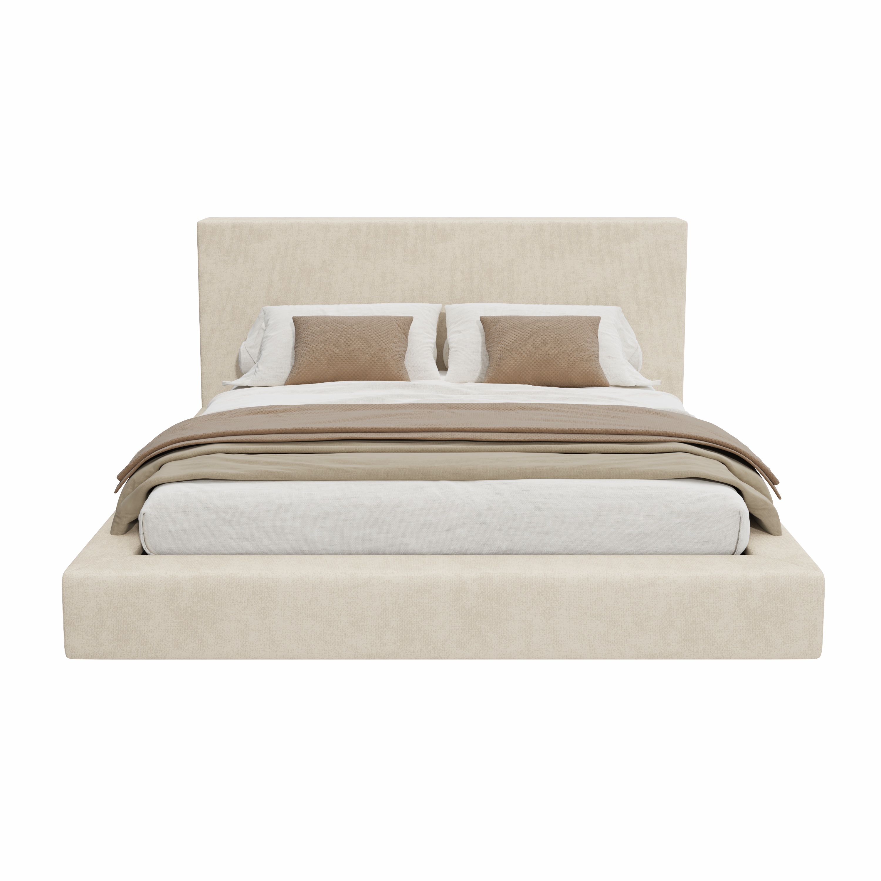 sänky 160x200 cm polstrettu kopuksella ja lattarostolla beige chenille