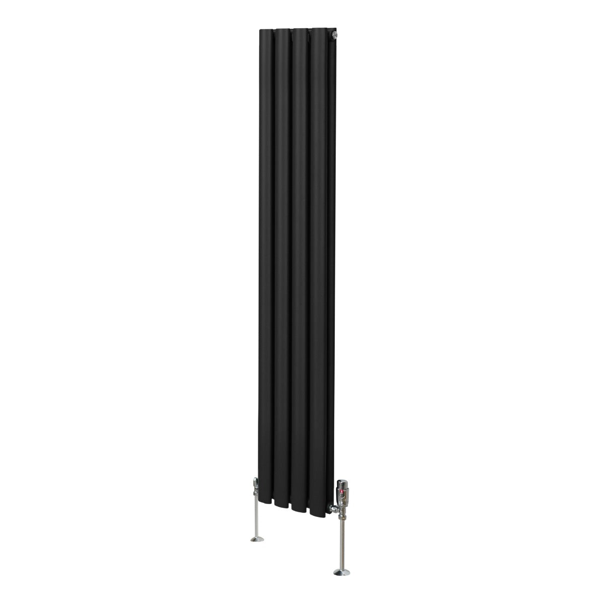Soikea pylväspatteri ja venttiilit - 1600 mm x 240 mm – Musta