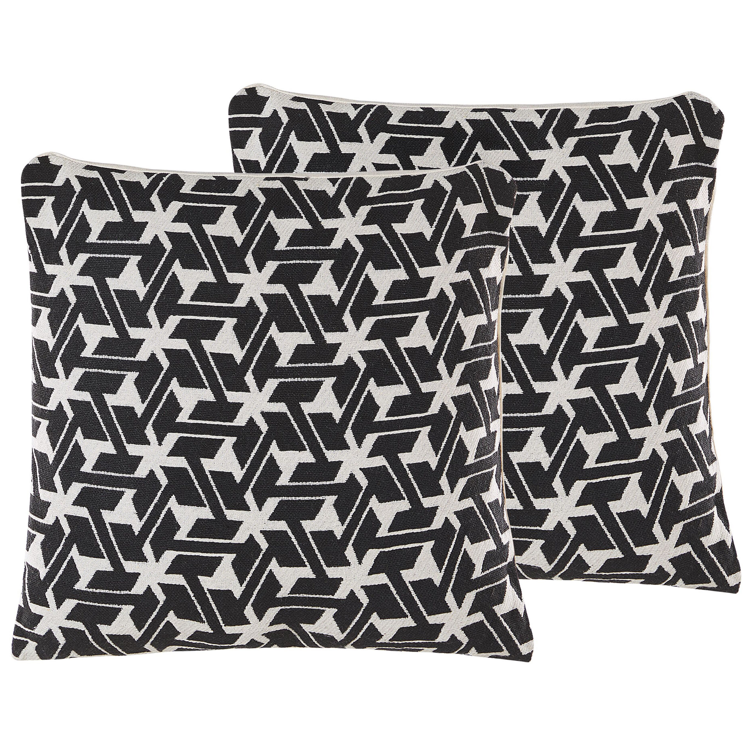 Koristetyynysetti 2 kpl ANDIRIN 45 x 45 cm Puuvilla Musta Geometrinen kuvio