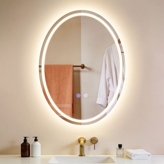 ZMH Soikea kylpyhuoneen peili 60 × 80 cm seinälle kiinnitettävä IP44 3000k - 6500k kosketuskytkimellä