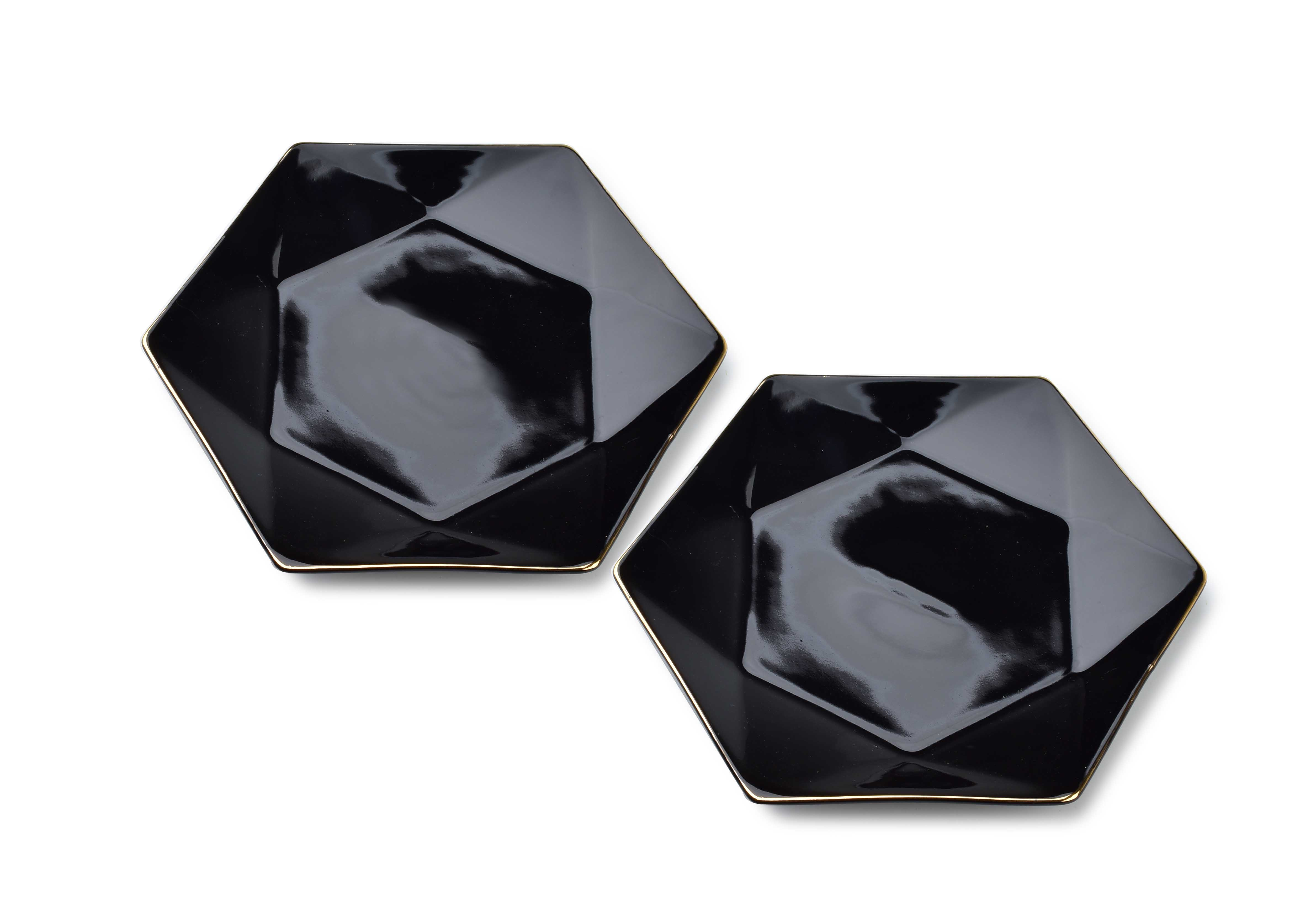 Jälkiruokalautaset Posliini AFFEKDESIGN RALPH 24,5x21x2 cm musta 2 kpl
