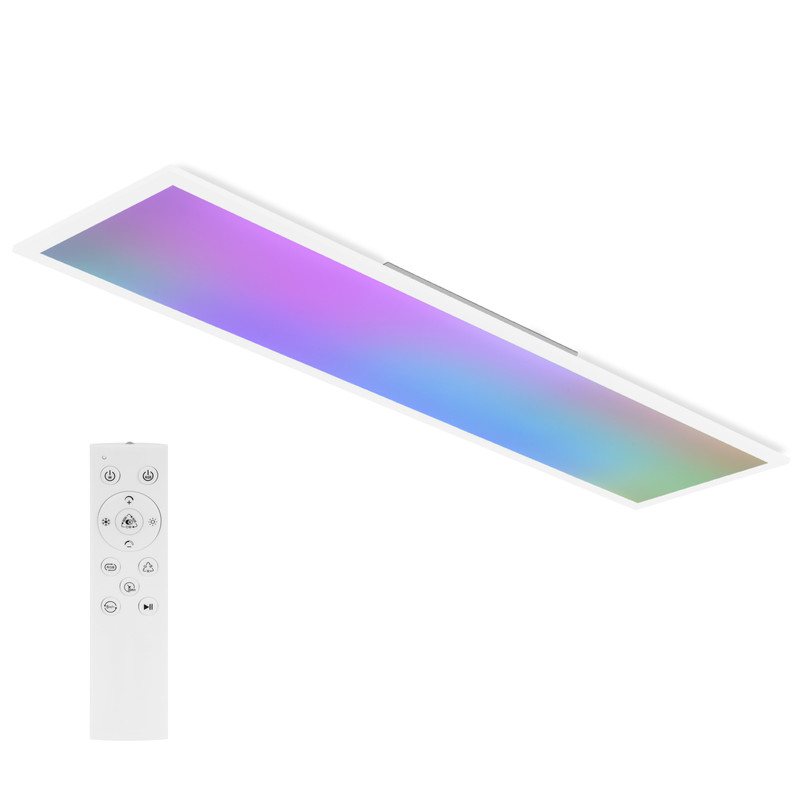 NETTLIFE LED-kattovalaisin, 120 x 30cm, himmennettävä, pitkä, RGB-taustavalo, tasainenVärinvaihtoKaukosäätimellä, 36W