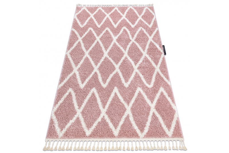 Matto BERBER BENI vaaleanpunainen Tupsut berbery Marokkolainen shaggy 180x270 cm
