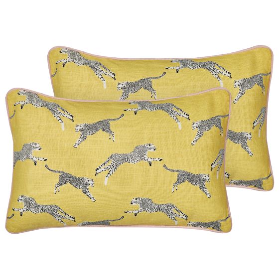 Koristetyynysetti 2 kpl ARALES puuvilla 30 x 50 cm Keltainen