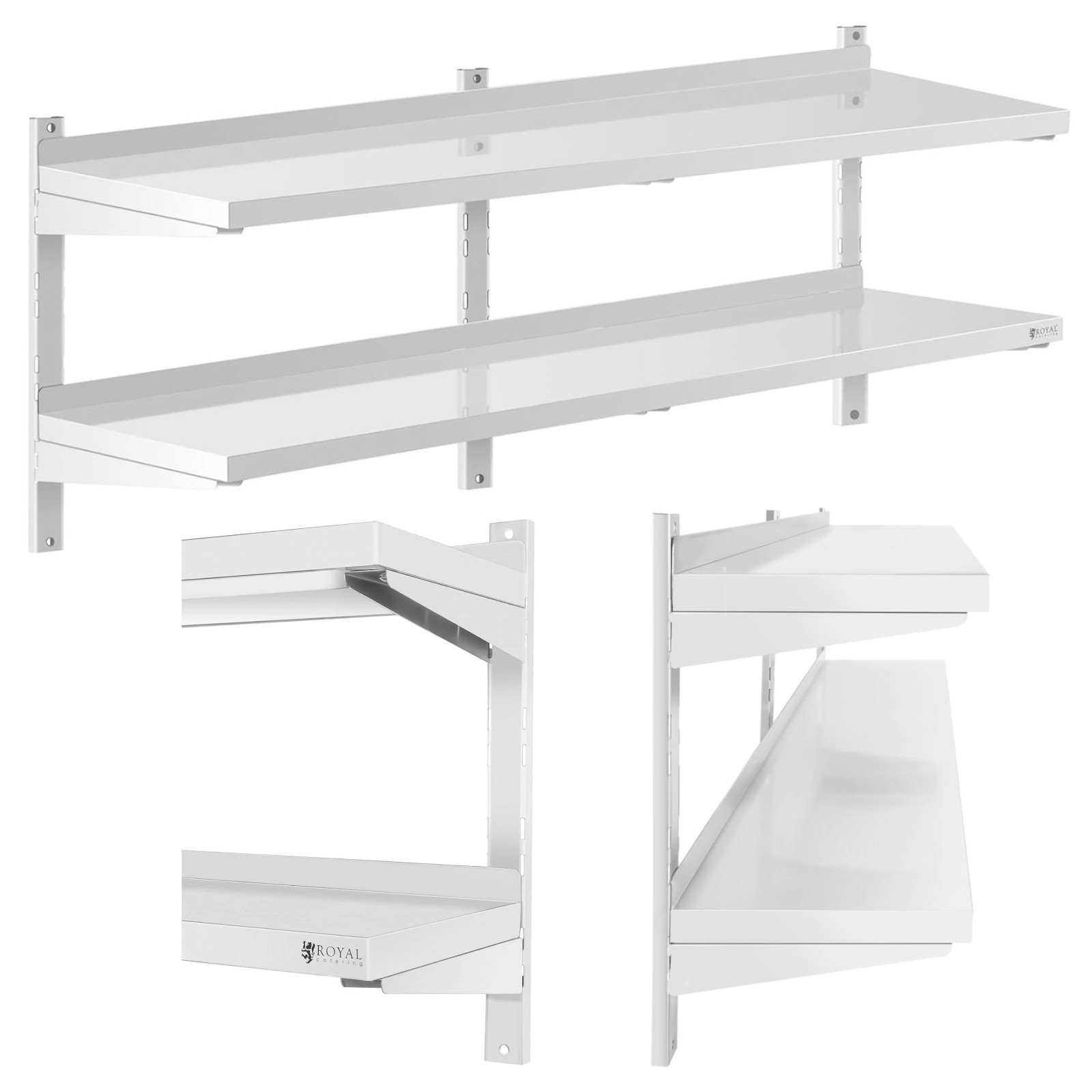 Kaksinkertainen säädettävä seinälle ripustettava tarjoiluhylly STEEL 150 x 40 cm