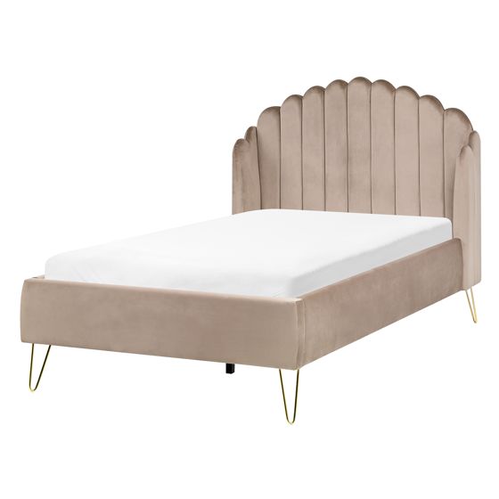 Sänky sametti AMBILLOU 120 x 200 cm Ruskeanharmaa