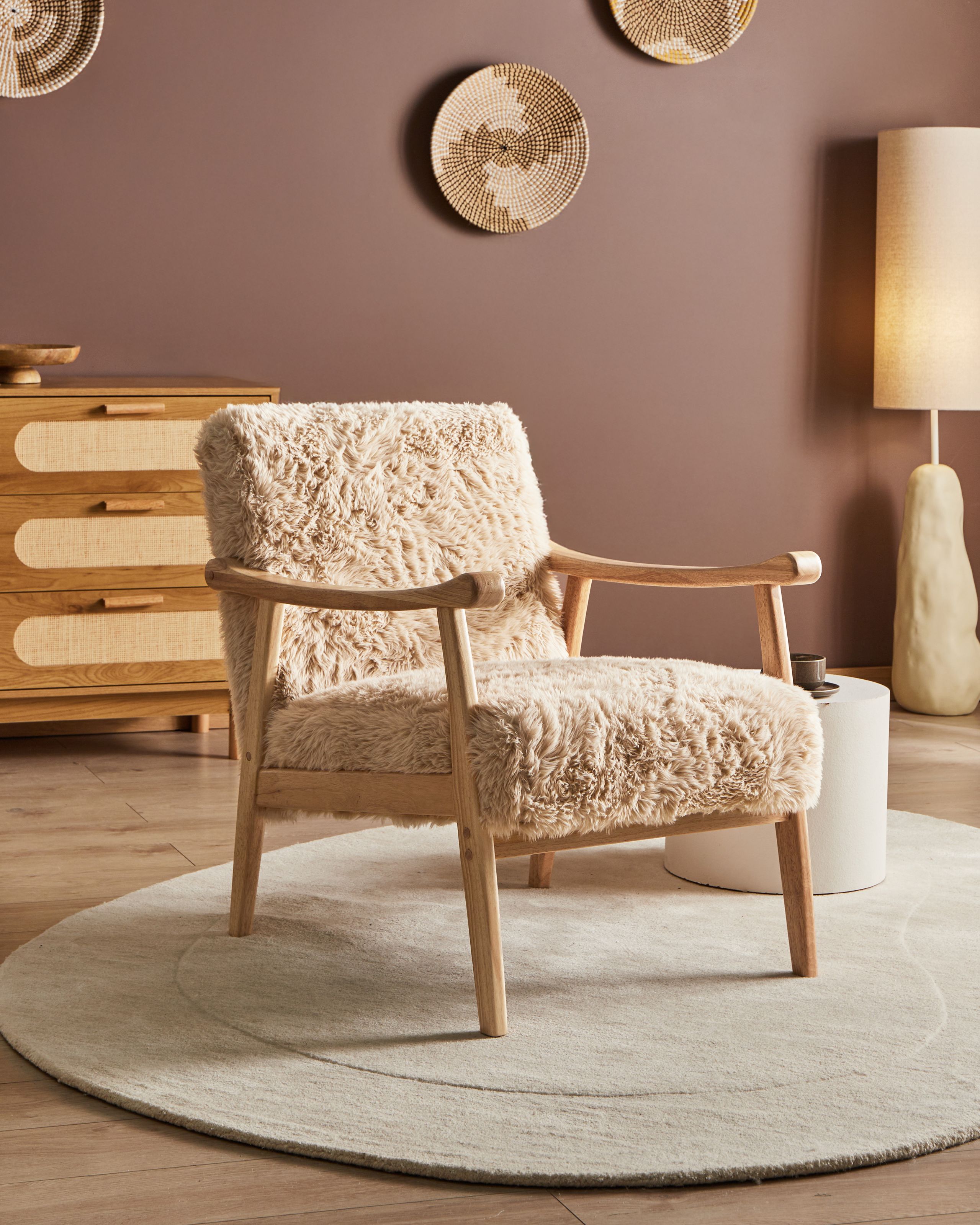 Nojatuoli LEKNES keinoturkis Vaaleanbeige