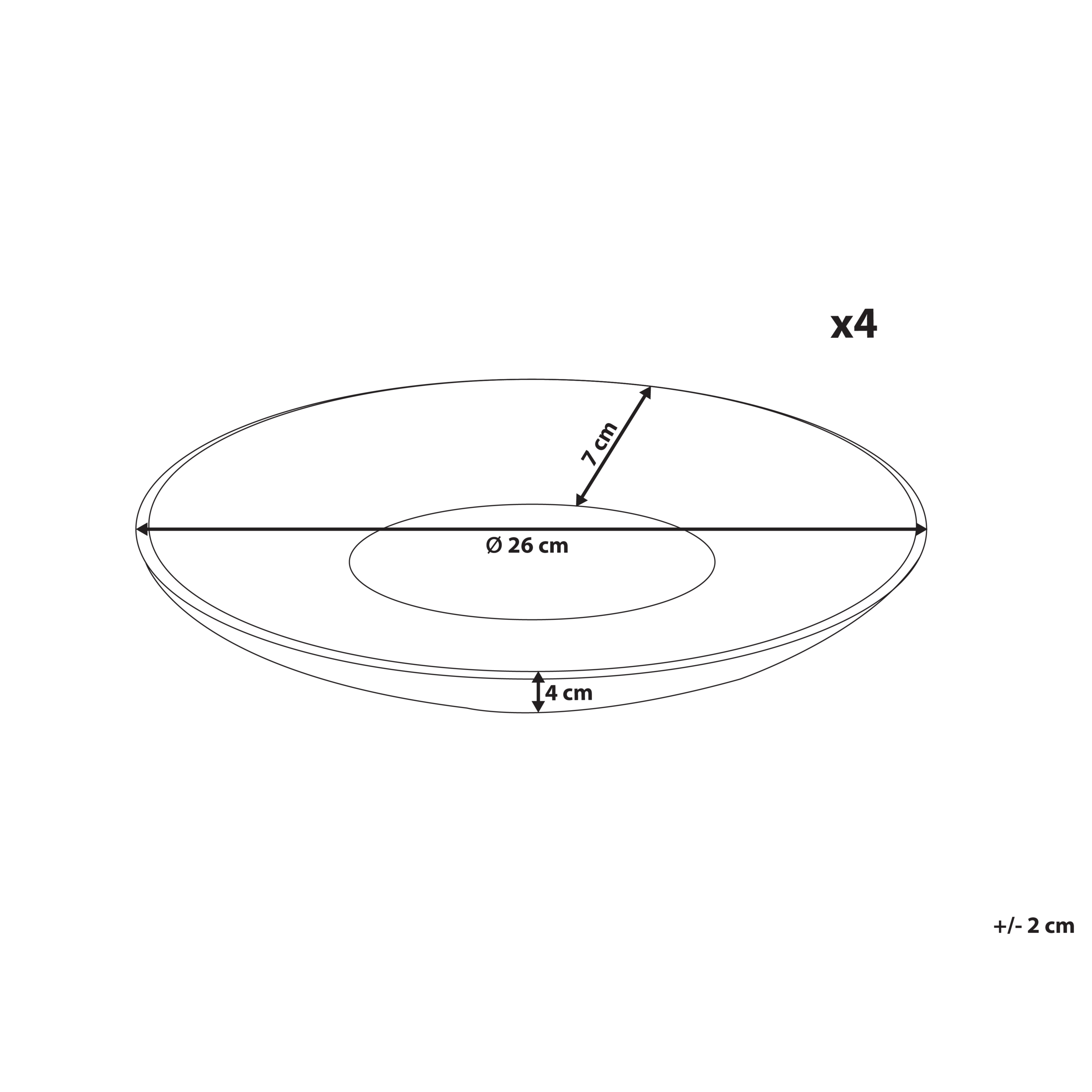 Ruokalautassetti 4 kpl NETTLE kivitavara Valkoinen