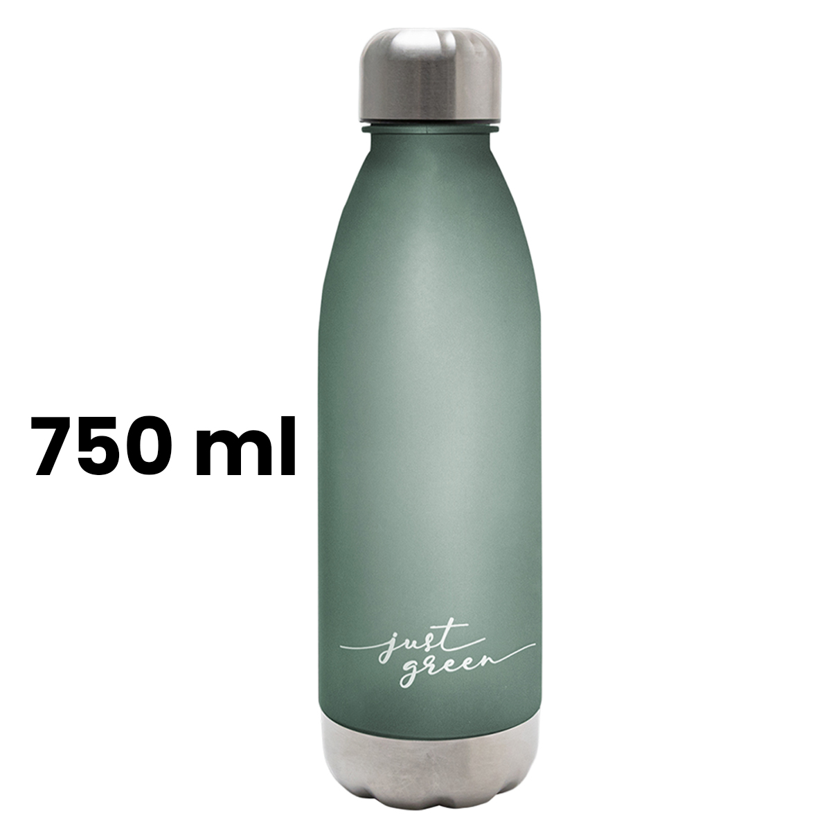 750 ml uudelleenkäytettävä 100 % kierrätettävä pullo ruostumattomasta teräksestä valmistetulla korkilla