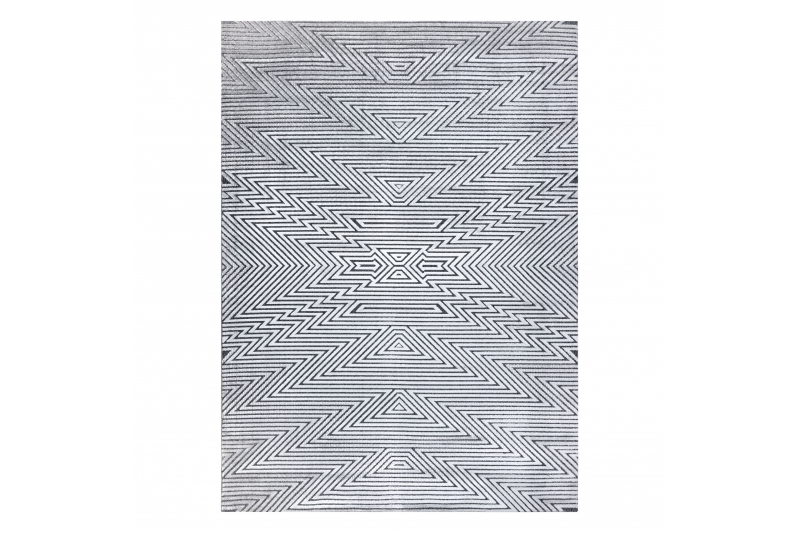 Matto Rakenteellinen SIERRA G5013 Litteä kudottu, harmaa - zigzag, etninen 120x170 cm