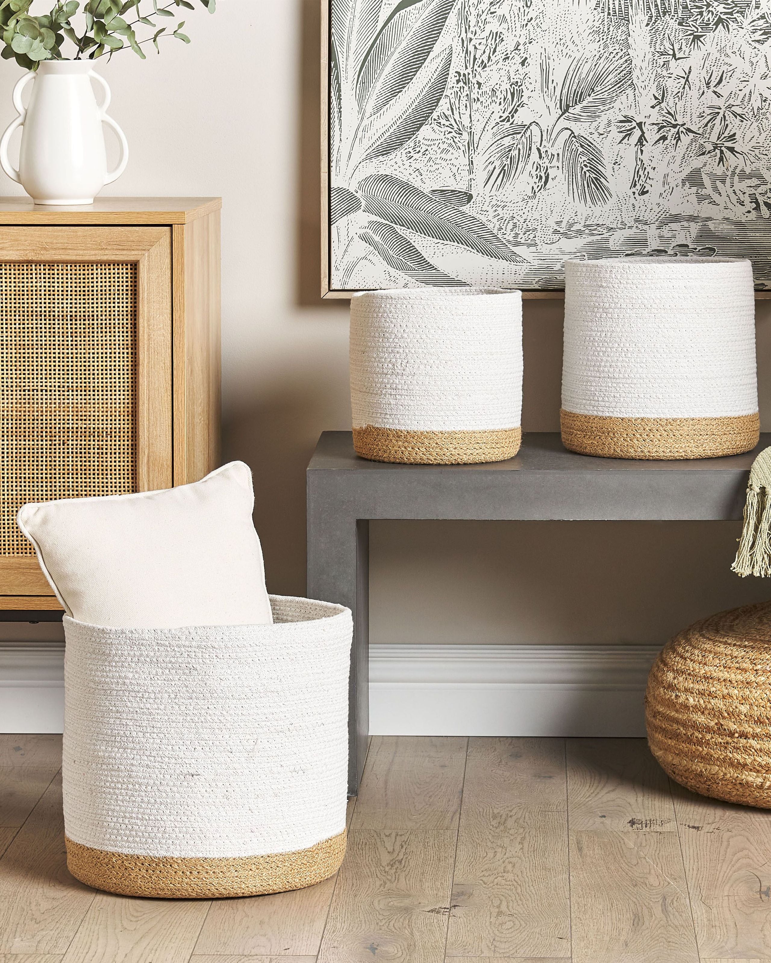 Korisetti 3 kpl BASIMA puuvilla Valkoinen