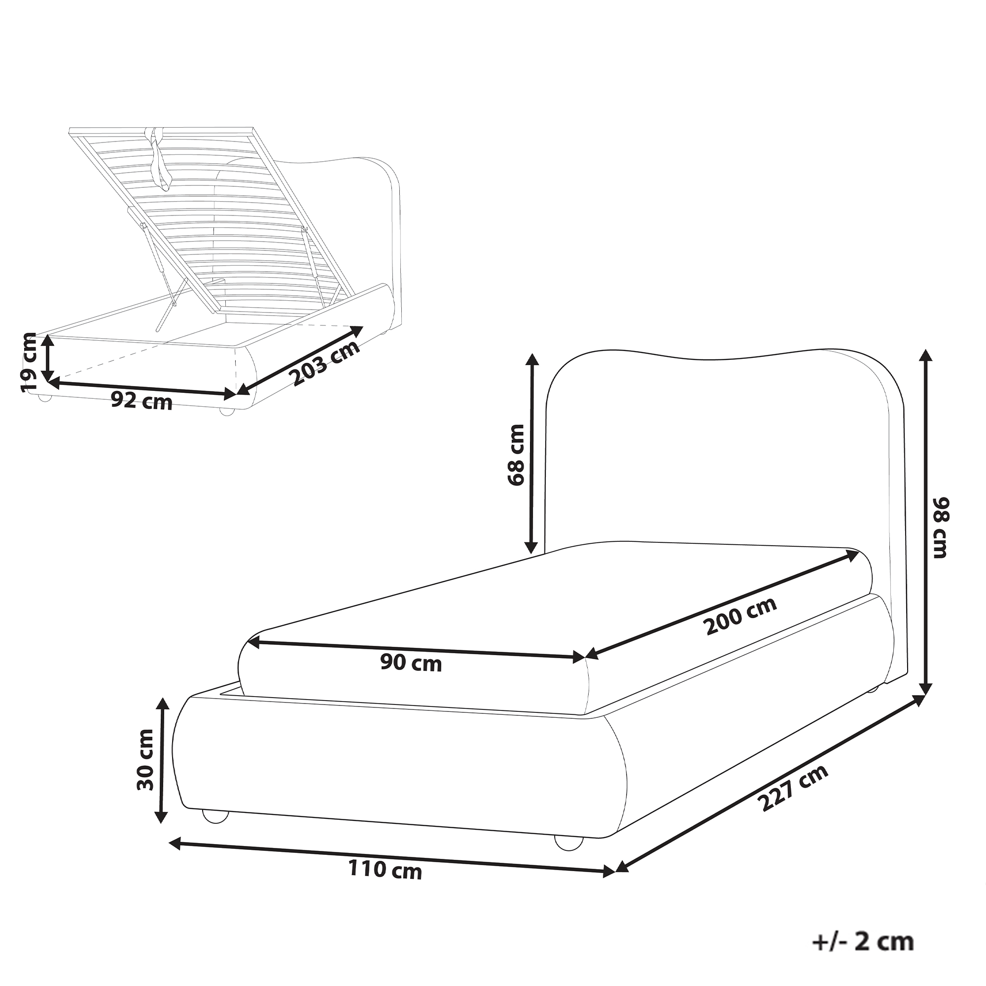 Sänky säilytystilalla buklee BLAGNAC 90 x 200 cm Beige