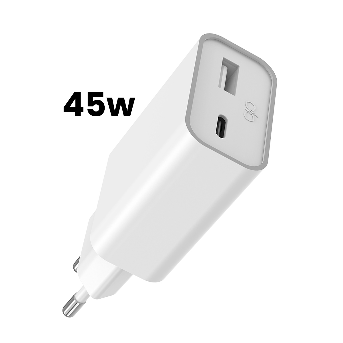 Verkkolaturi USB-C / USB-A yhteensopiva Power Delivery 45W ja GaN-tekniikka