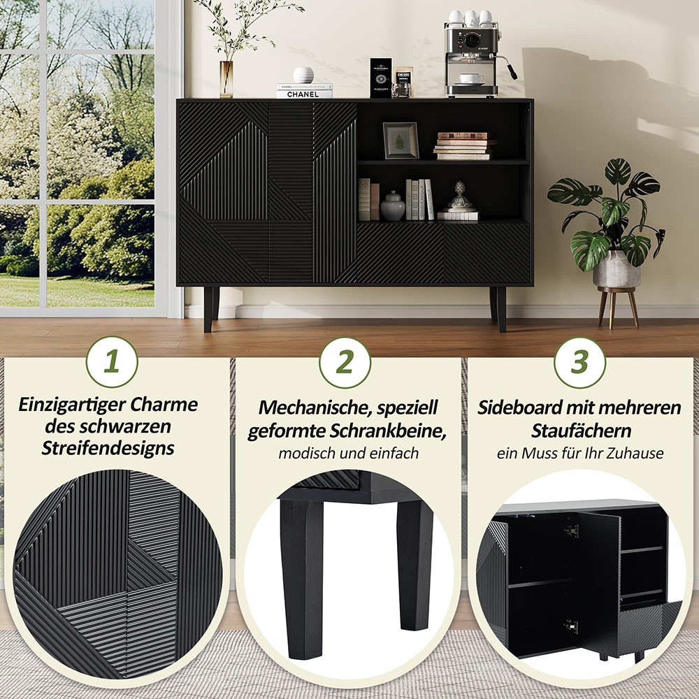 Sivupöytä yhdellä laatikolla, musta