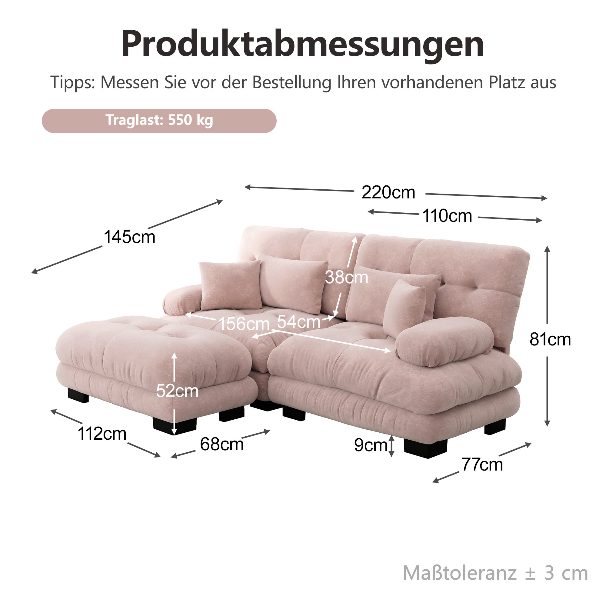 moduulisohva 4-paikkainen vaaleanpunainen chenille moderni säilytystilalla varustettu