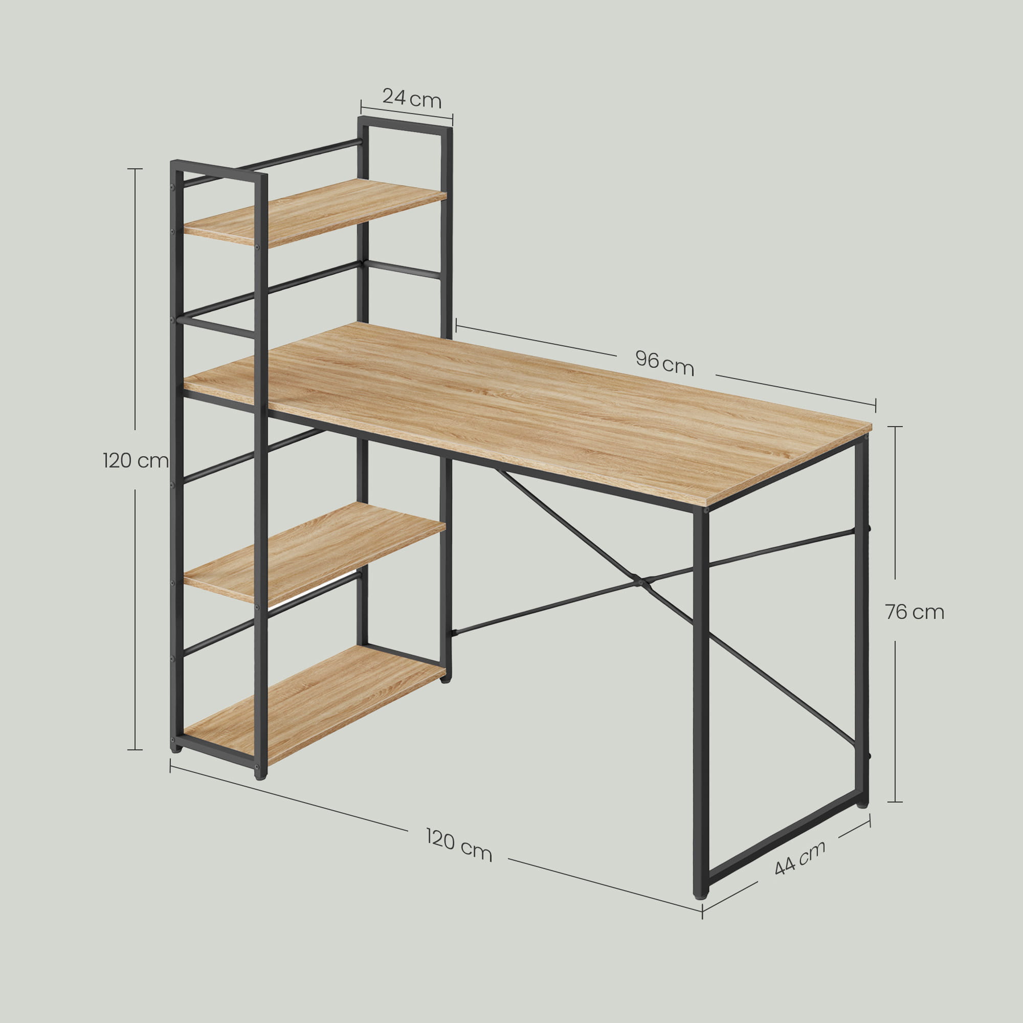 MAX 4.0 Tietokonepöytä - Sonoma / Mustat jalat