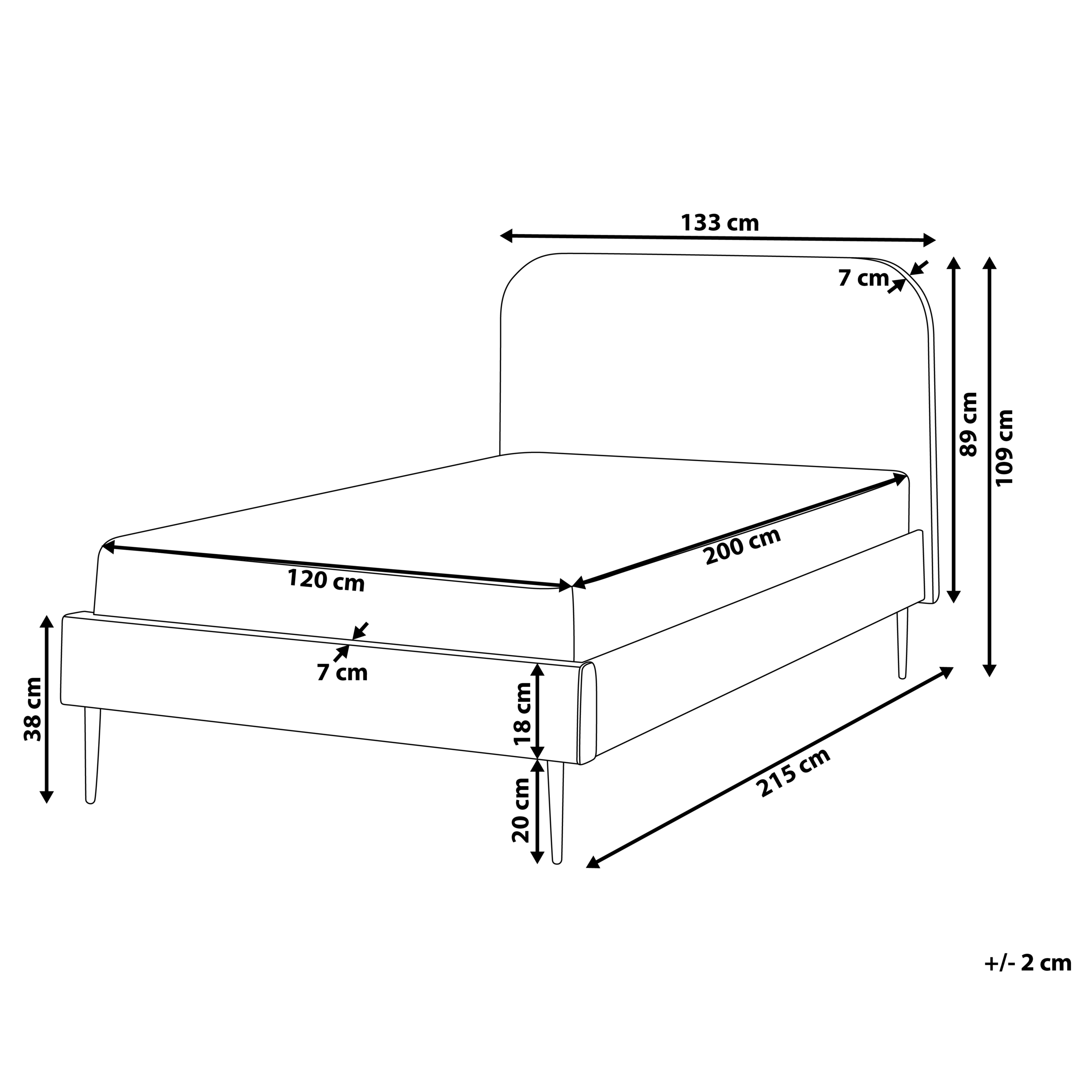Sänky sametti FLAYAT 120 x 200 cm Keltainen