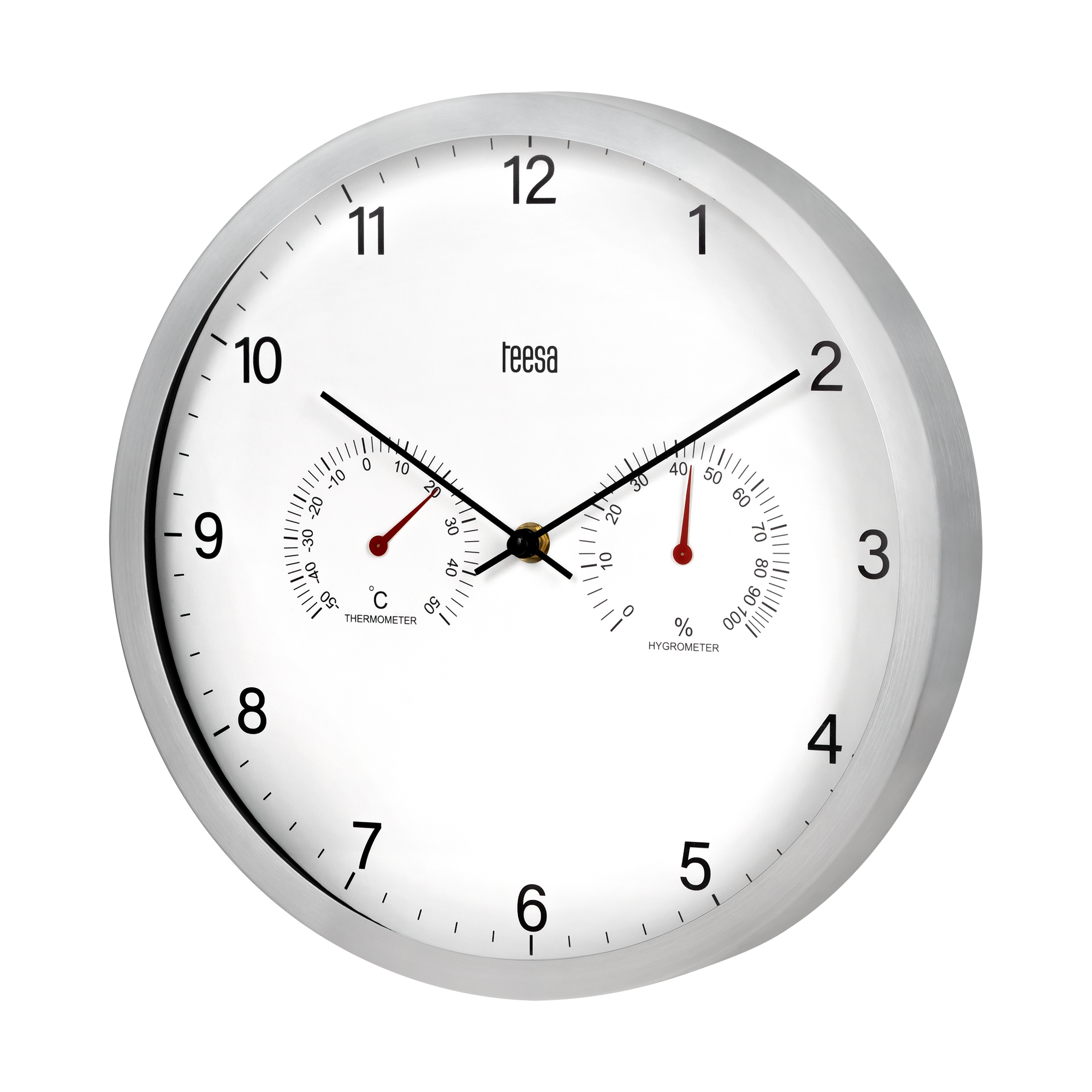 30 cm seinäkello lämpömittarilla ja hydrometrillä