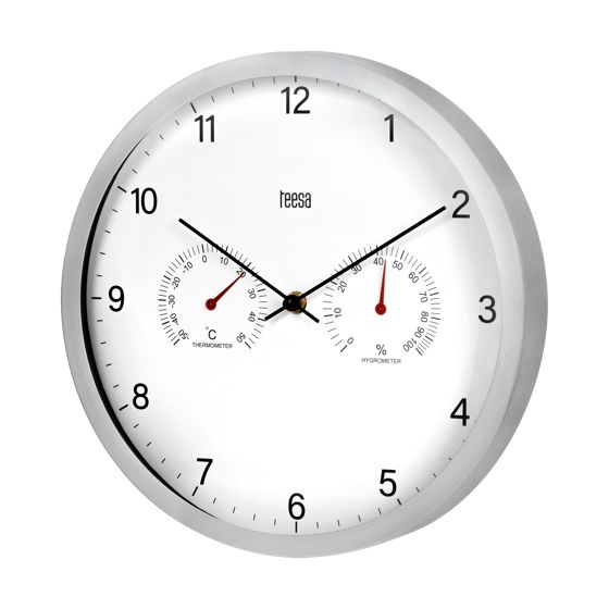 30 cm seinäkello lämpömittarilla ja hydrometrillä