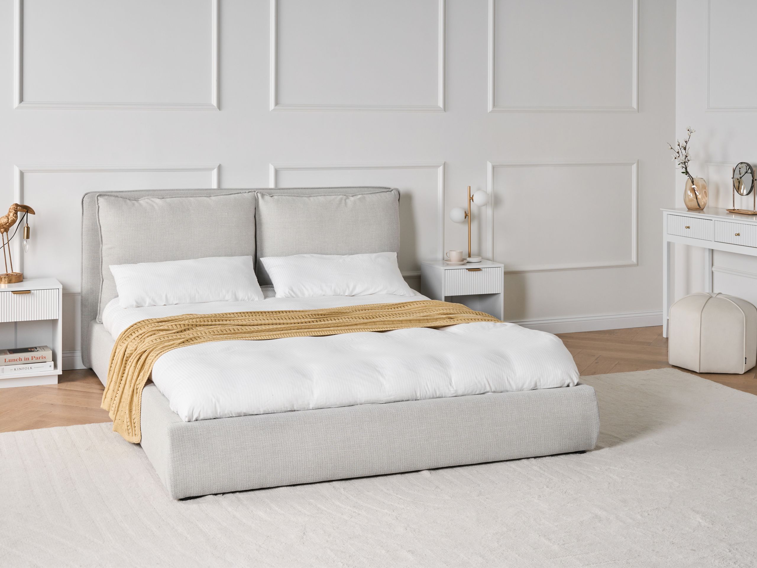 Sänky kangas BAJONNA 160 x 200 cm Vaaleanharmaa