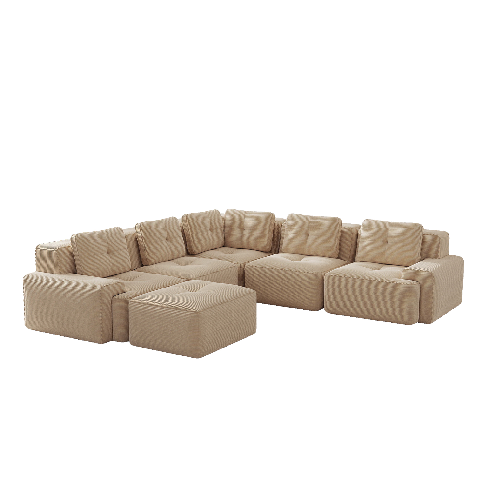 moduulisohva 4-paikkainen beige korduroy skandinaavinen säilytystilalla varustettu