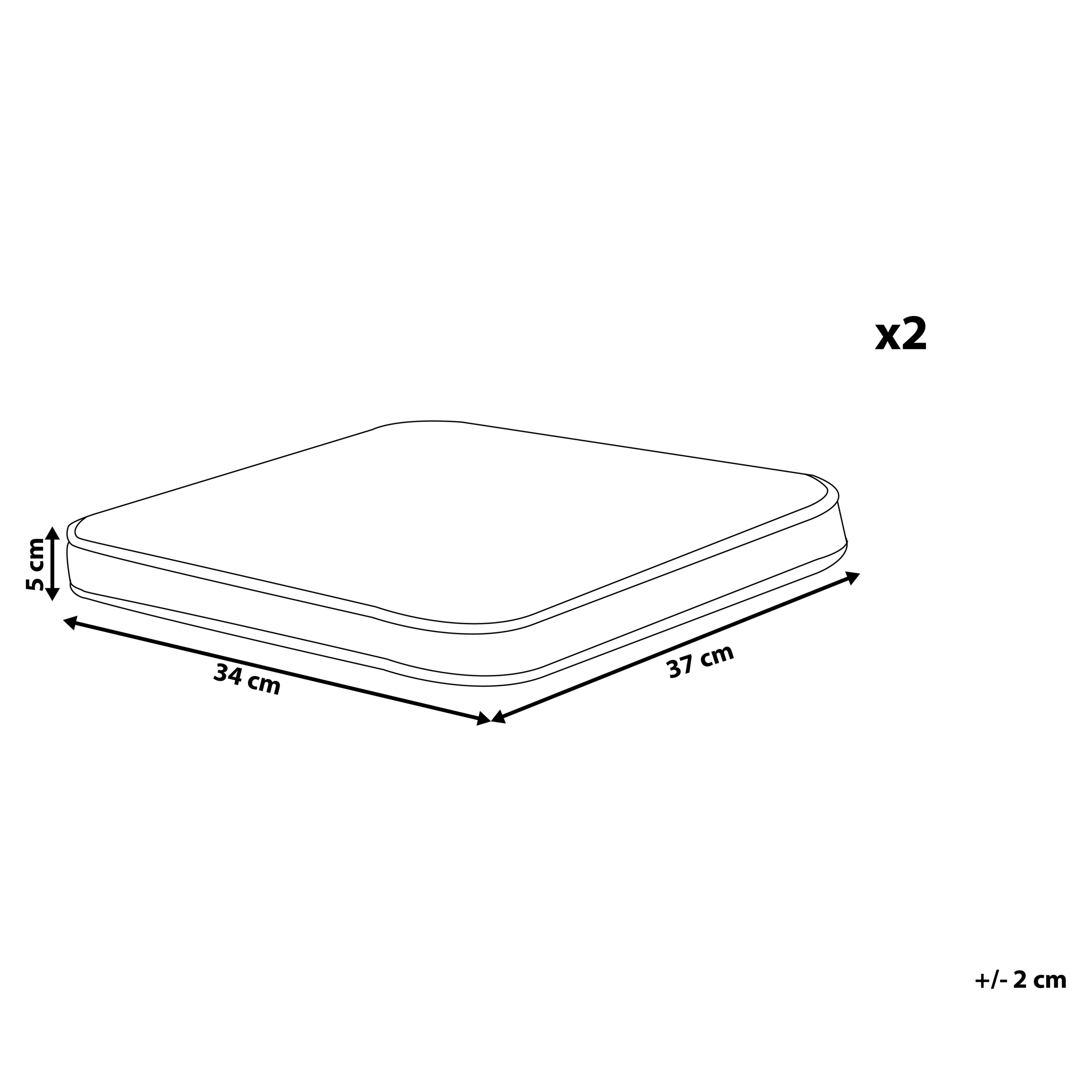 Puutarhatuolien istuintyynysetti 2 kpl TERNI 37 x 34 cm Luonnonvalkoinen