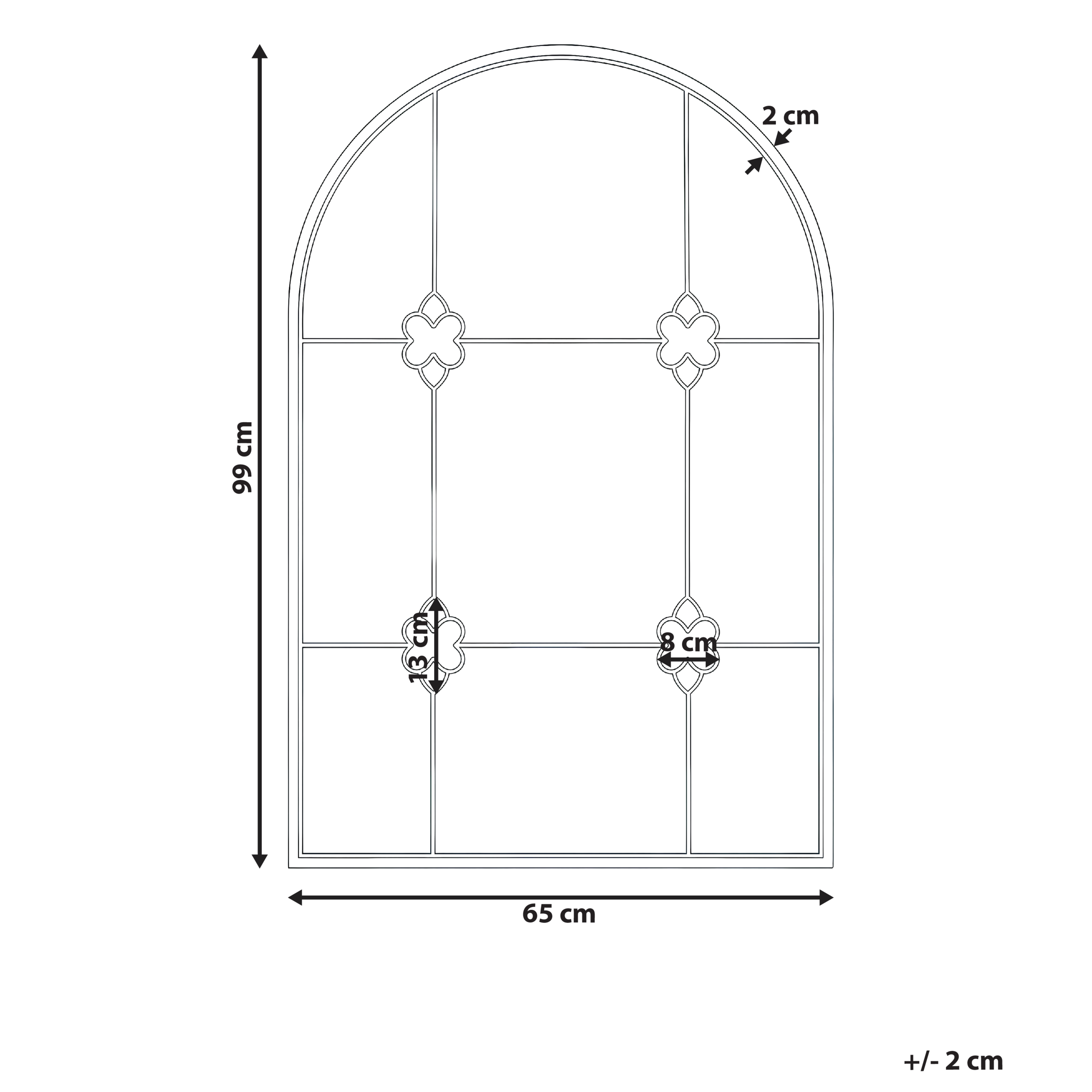Seinäpeili THULAY 65 cm 99 cm Kulta