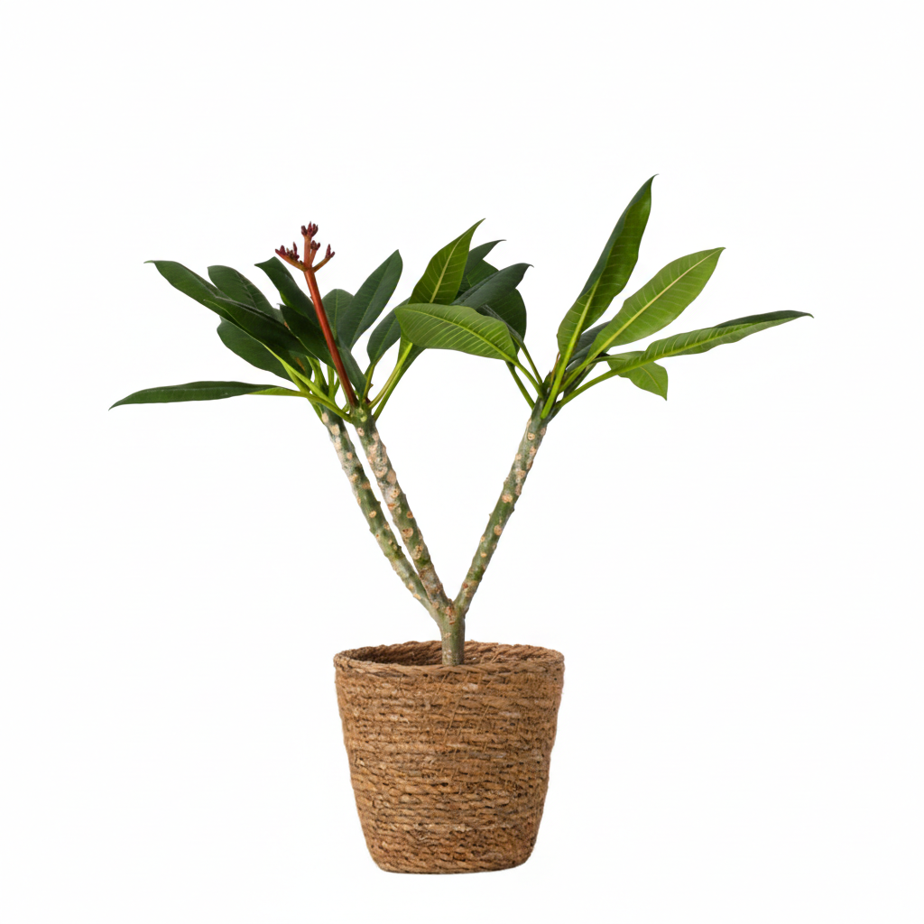 Frangipani valkoinen - Plumeria rubra - sisältäen korin - K. 55-70 cm - ⌀17 cm