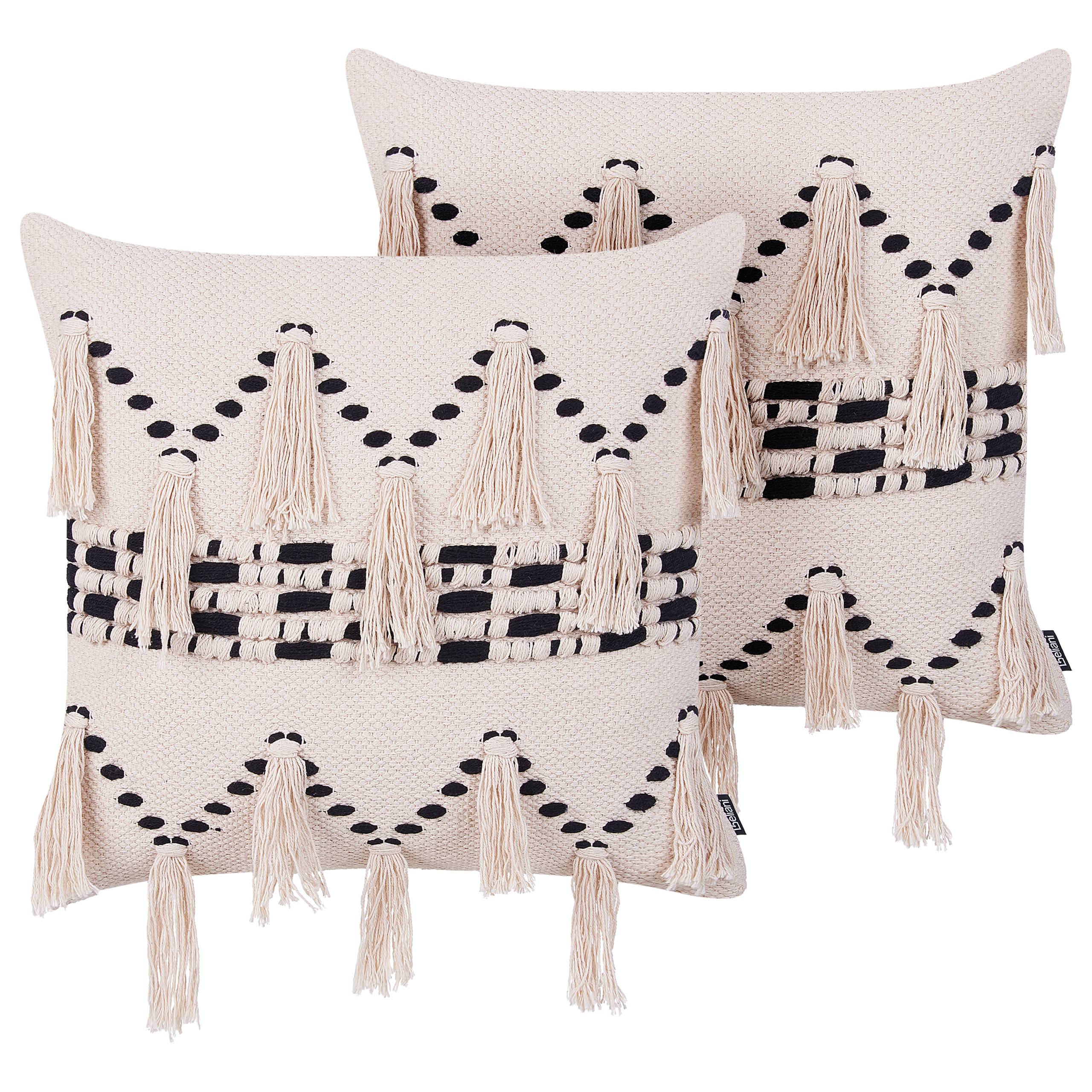 Koristetyynysetti 2 kpl THONDI puuvilla 45 x 45 cm Beige Raitakuvio