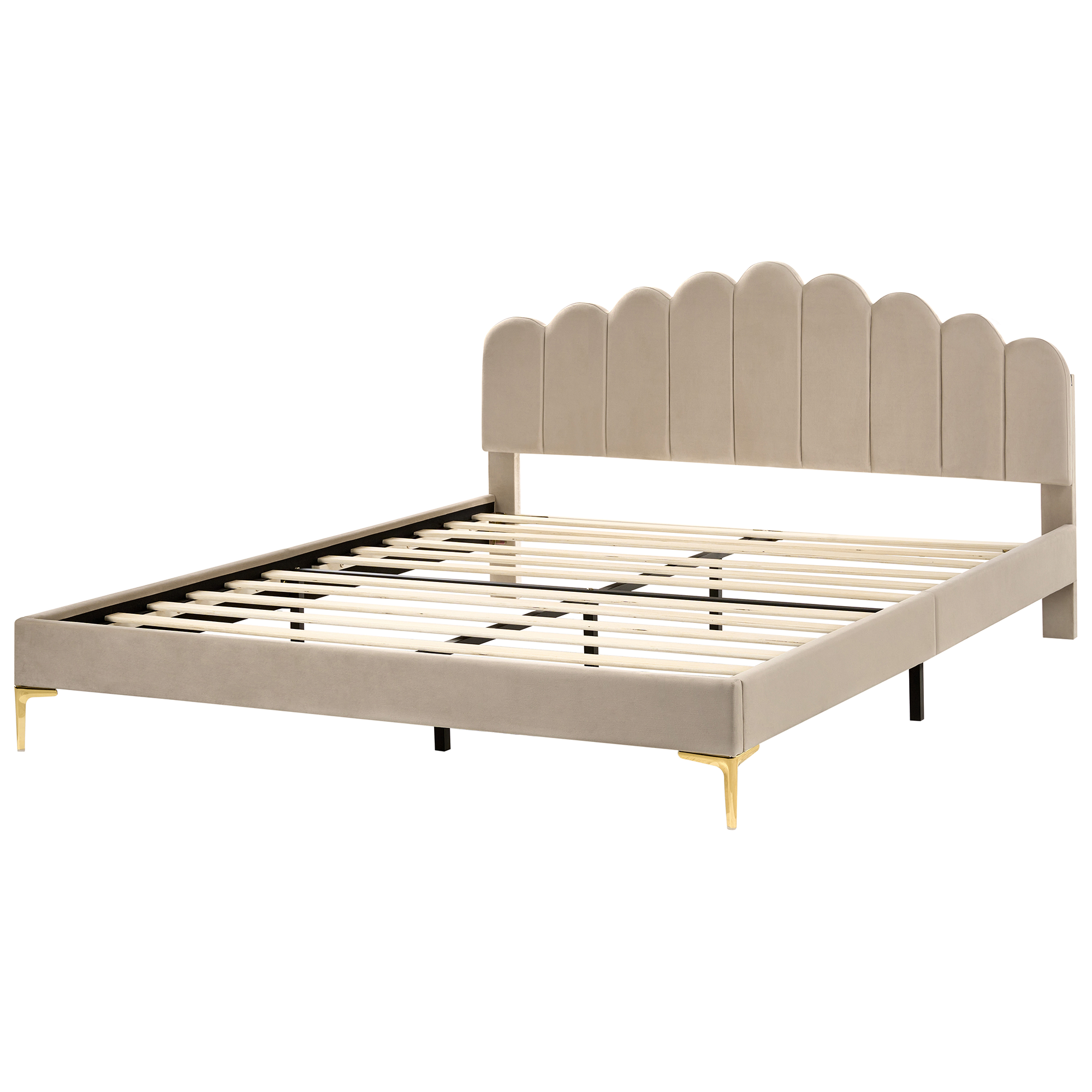 Sänky sametti SAUVIAN 180 x 200 cm Ruskeanharmaa