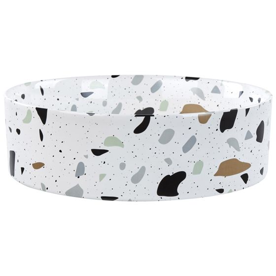 Pesuallas tason päälle NULES ⌀ 40 cm keramiikka Valkoinen terrazzo