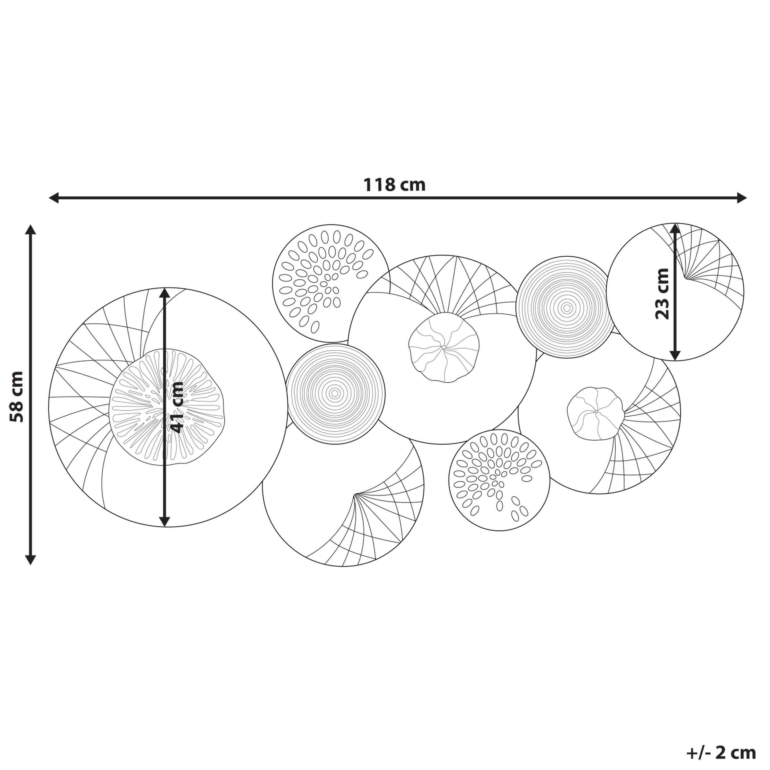 Seinäkoriste CESIUM metalli 58 cm Hopea