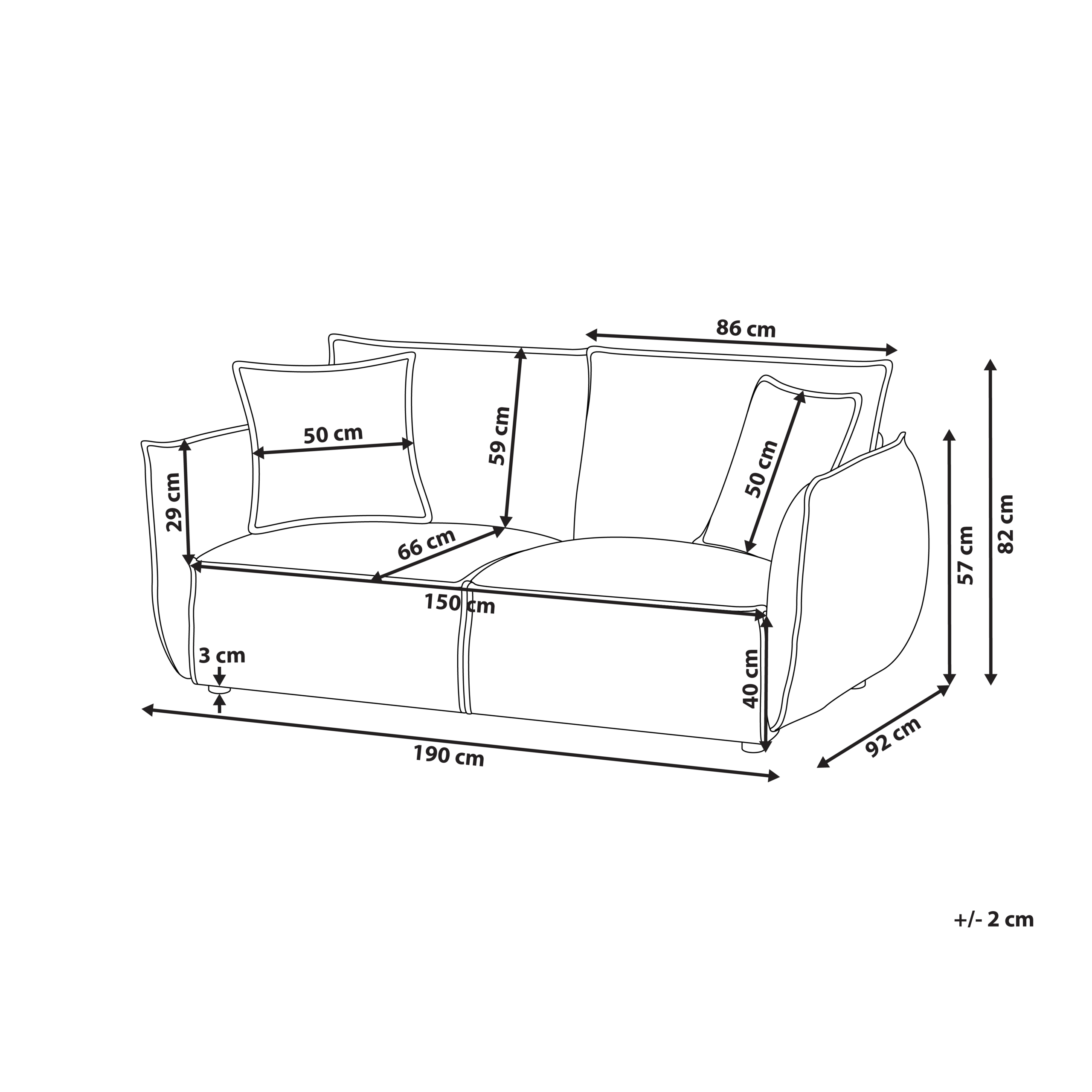 Sohva 3-istuttava KUNES kangas Vihreä