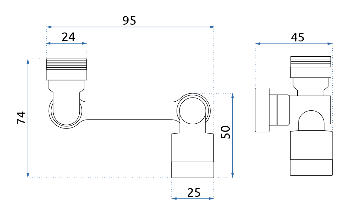 REA Kääntyvä hana-adapteri COLT 140 musta, 14X2,5X4,5CM