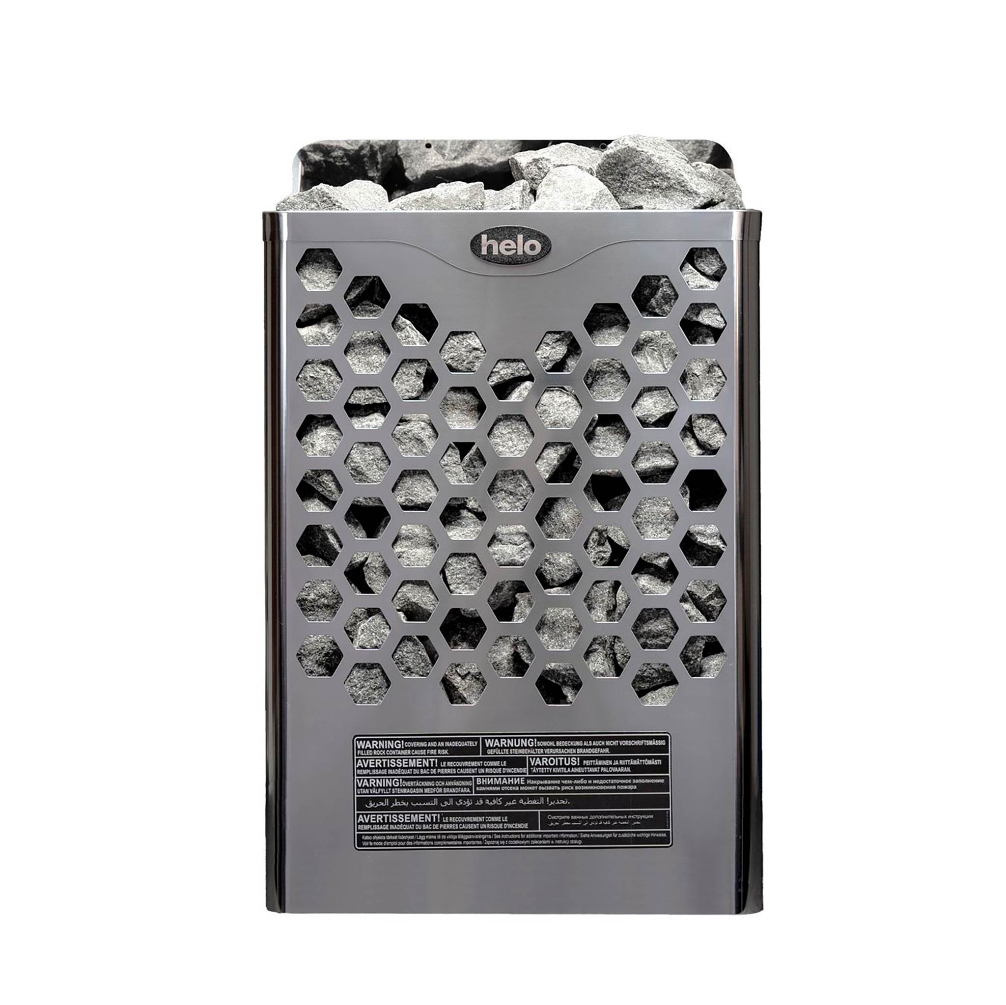 Helo Sähkökiuas Hanko 80 STJ, 8kW, 8-12m³, kiinteä ohjaus, kromi