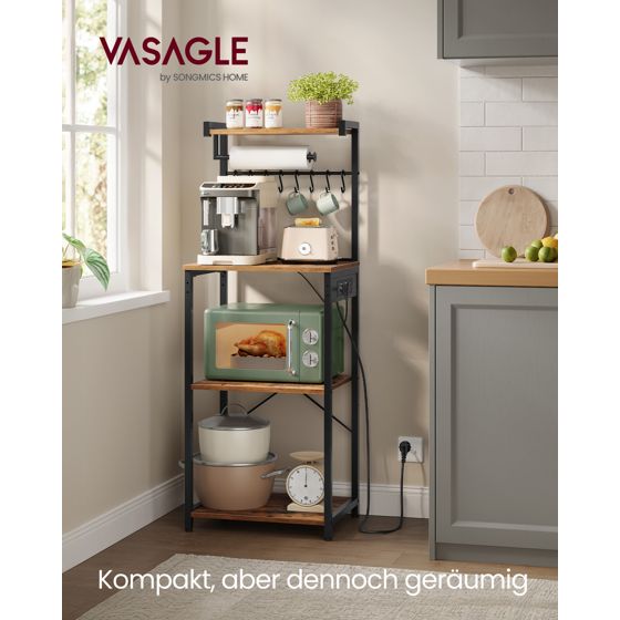Vasagle keittiöhylly, 4 tasoa, säädettävä, 40 × 45 × 140 cm, KKS013