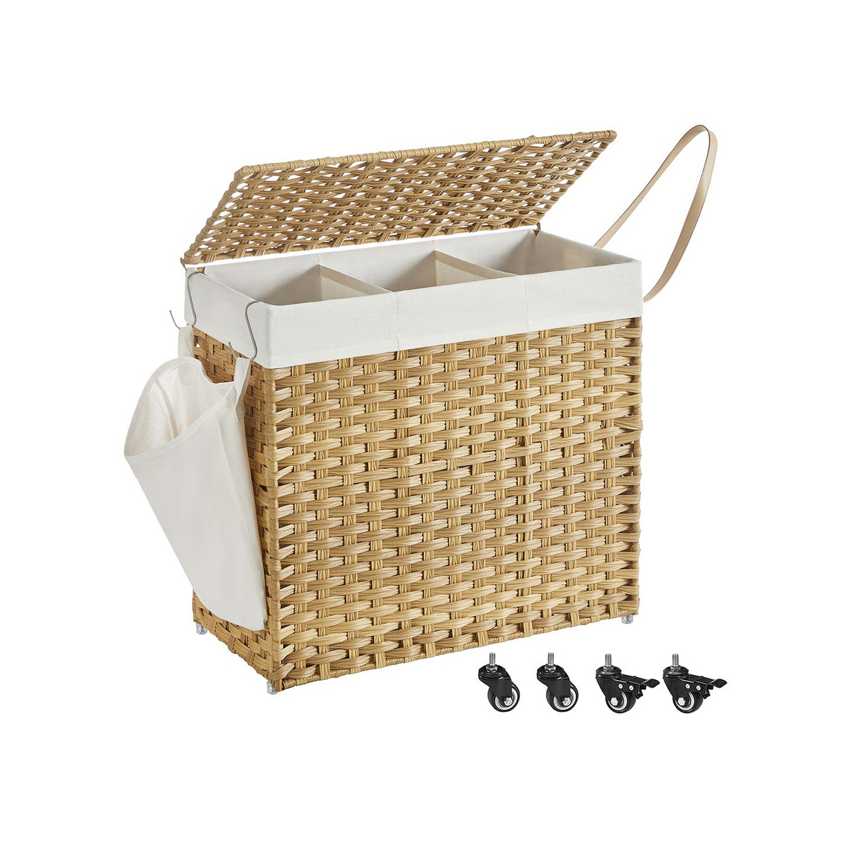 SONGMICS pyykinlajittelukori, 3 lokeroa, 140 L, 66 × 33 × 60 cm, LCB363